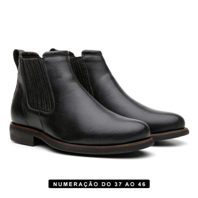 Botina Conforto Floater Preto Elástico Coberto - L... - COUROETERRA