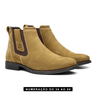 Botina Bufalado Areia Elástico Gota - Linha Sapore... - COUROETERRA