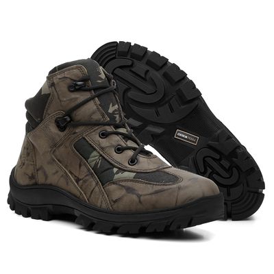 Coturno Couro Camuflado Verde/Lona Camuflada Verde... - COUROETERRA
