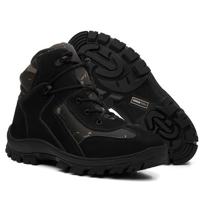 Coturno Couro Bufalado Preto/Lona Camuflada Verde ... - COUROETERRA