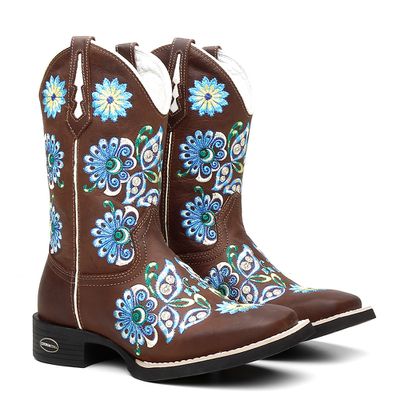 Bota Texana Feminina Bordado 806 Crazy Horse Café ... - COUROETERRA