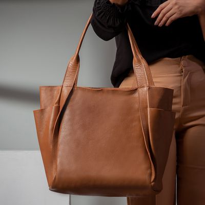 Maxi Bolsa Feminina em Couro Legítimo de Ombro e T... - Cris Santos