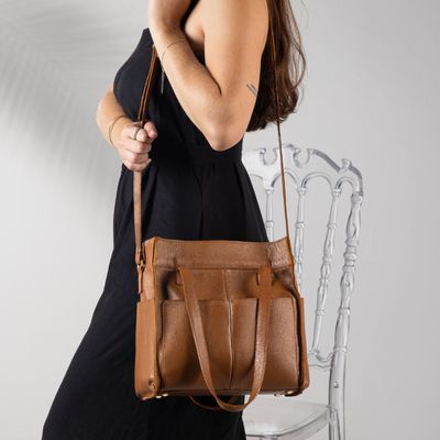 Bolsa Transversal Couro Legítimo Caramelo Bolsos E... - Cris Santos