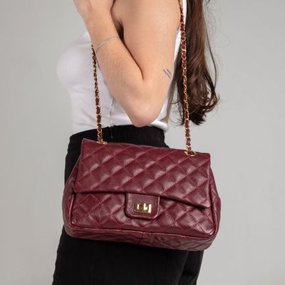 Bolsa Transversal Feminina Matelassê em Couro Alça... - Cris Santos