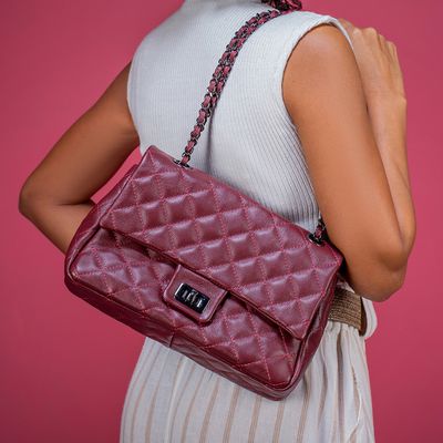 Bolsa Transversal Feminina Matelassê em Couro Alça... - Cris Santos