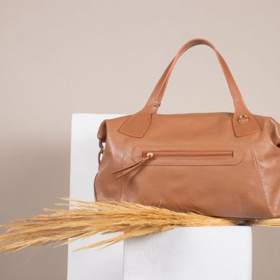Bolsa Mille Transversal em Couro - Caramelo - Cris Santos