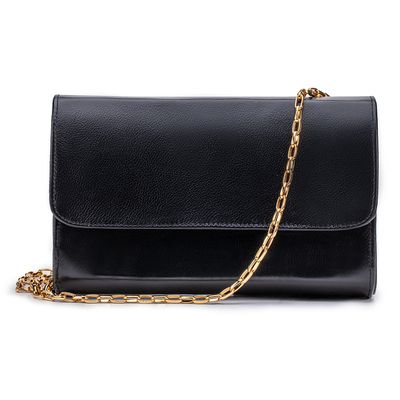 Bolsa Clutch Metalizada em Couro Tiracolo - Preta ... - Cris Santos
