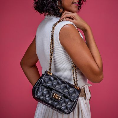 Bolsa Feminina Mini Bag Matelassê Corrente Couro L... - Cris Santos