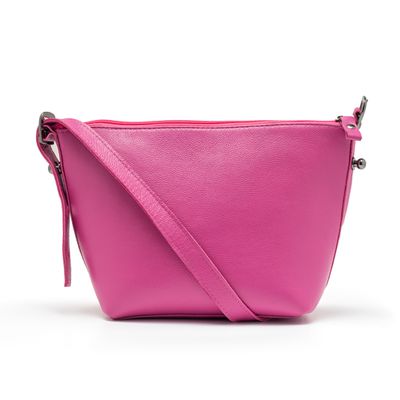 Bolsa Tulipa Feminina Transversal Couro - Pink - Cris Santos