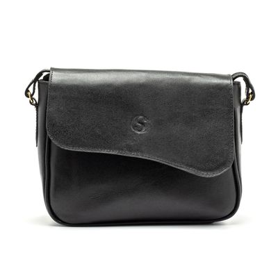 Bolsa Feminina Transversal Couro - Gerânio - Preto - Cris Santos