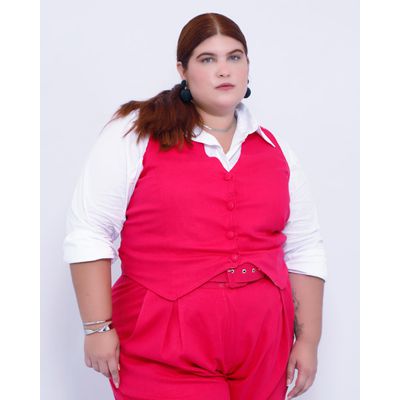 Colete Linho com Elastano Magenta - Plus Size - DELPHINA