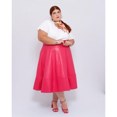 Saia Godê Courino Pink - Plus Size - DELPHINA