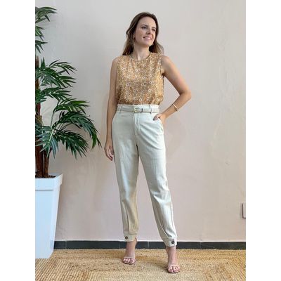Calça Linho Cenoura - Natural - DONNA LELLA