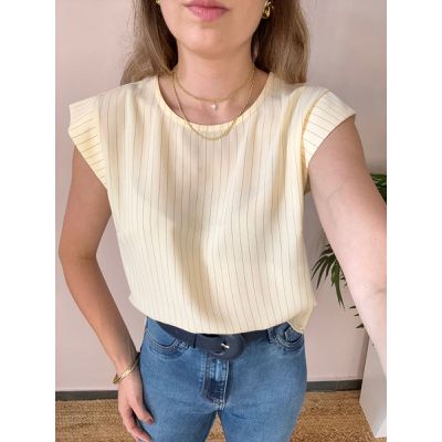 Blusa Risca de Giz Lorena - Manteiga - DONNA LELLA