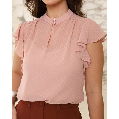 Blusa Chiffon Poá - Rosê - DONNA LELLA
