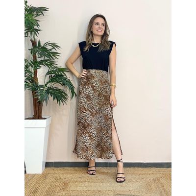 Saia Aurora Midi - Animal Print - DONNA LELLA