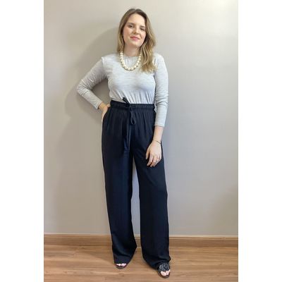 Calça Pantalona Dani - Preta - DONNA LELLA