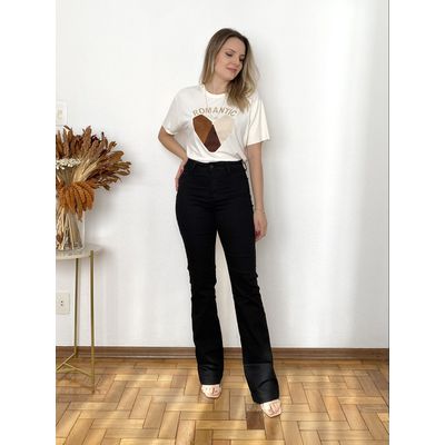 Calça Sarja Bootcut Preta - Não desboto - DONNA LELLA