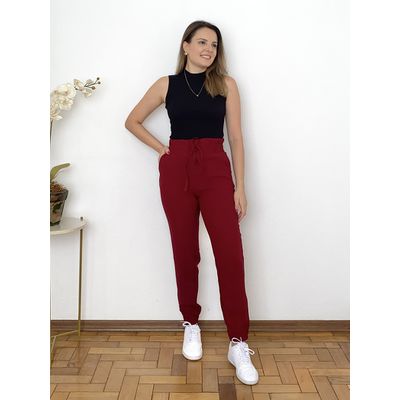 Calça Jogger Crepe - Marsala - DONNA LELLA