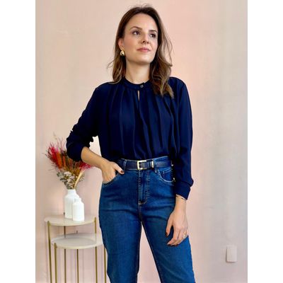 Blusa Ariane Crepe - Marinho - DONNA LELLA