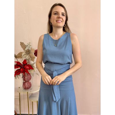 Regata Linho Fernanda - Azul - DONNA LELLA