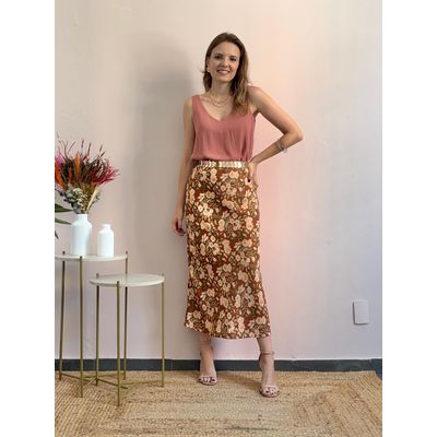 Saia Fleur - Marrom - DONNA LELLA