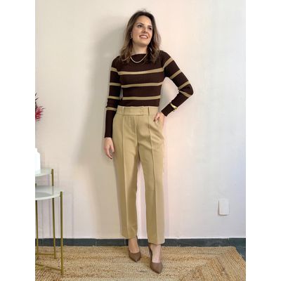 Calça Alfaiataria Anturio - Bege - DONNA LELLA
