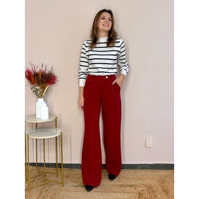 Calça Wide Leg Ananda - Cereja - DONNA LELLA