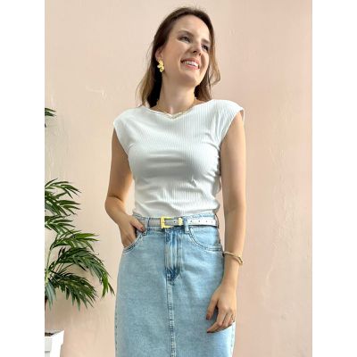 Blusa Decote Costas - Offwhite - DONNA LELLA