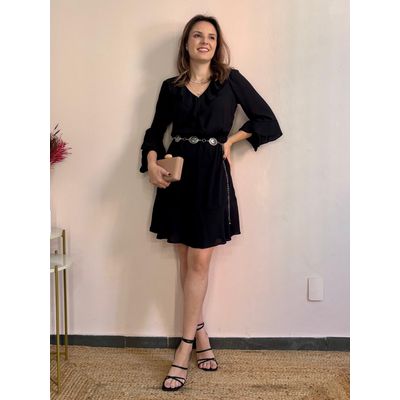 Vestido Crepe Bianca - Preto - DONNA LELLA