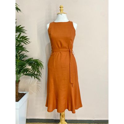 Vestido Linho Midi - Terracota - DONNA LELLA