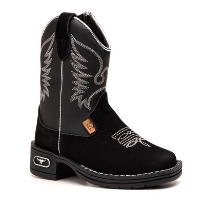 BOTINA TEXANA INFANTIL CANO LONGO PRETO COM PRATA ... - Shopfran
