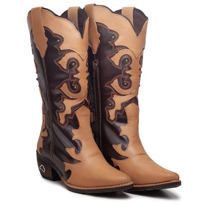 Bota Western Bordada Caramelo - Shopfran