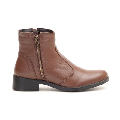 Bota Feminina Couro Cano Curto Chocolate - Shopfran