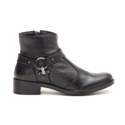 Bota Biker Boots Couro Cano Curto Preta - Shopfran