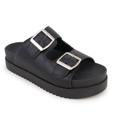  Papete Flatform Fivela Dupla Preto Manoela - Shopfran