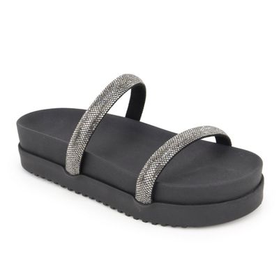  Papete Flatform Brilho Preta Perla - Shopfran