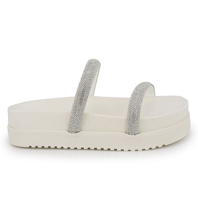  Papete Flatform Brilho Off White Perla - Shopfran