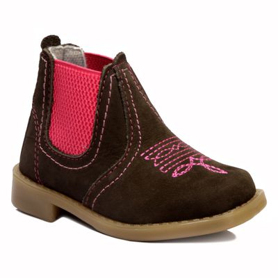 Bota Botina Couro Menina Bordada - Shopfran