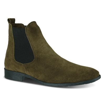 Bota Chelsea Boots Slim Em Couro Camurça Legitimo - ESCRETE