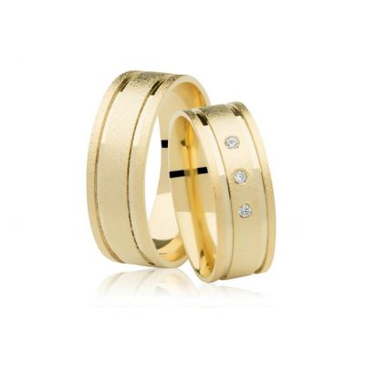 Par De Aliança Casamento De Ouro 18k Quadrada Anatômica 7mm com Diaman... - Fábrica do Ouro ®️