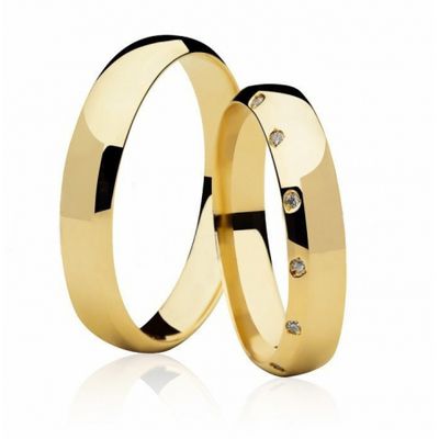 Par De Aliança Casamento De Ouro 18k Anatômica 4mm Com Diamantes - 102... - Fábrica do Ouro ®️