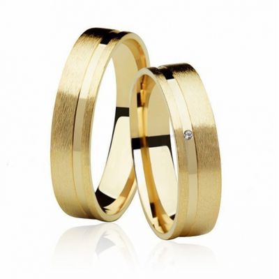 Par De Aliança Casamento De Ouro 18k Fosca Anatômica 5,0mm Com Zirconi... - Fábrica do Ouro ®️