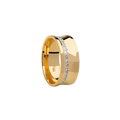 Aliança Individual De Ouro 18k Côncavo 8mm Com Diamantes - 103147 - Fábrica do Ouro ®️