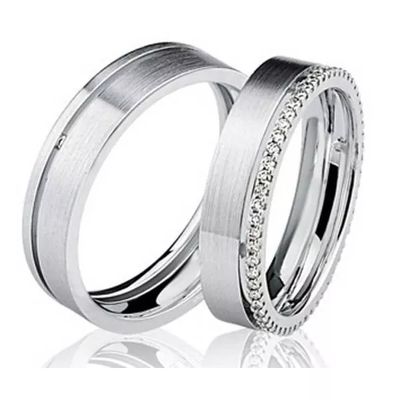 Par De Aliança Eternity Prata 950 Com 6mm - 204142 - Fábrica do Ouro ®️