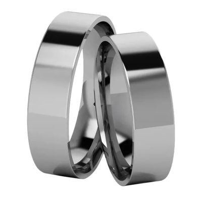 Par De Aliança Em Prata 950 Quadrada Com 5,0mm - 204159 - Fábrica do Ouro ®️