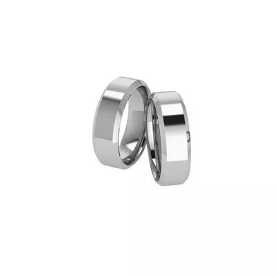 Par De Aliança Em Prata 950 Reta Chanfrada com 6mm - 204164 - Fábrica do Ouro ®️