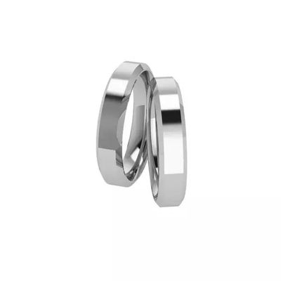 Par De Aliança Em Prata 950 Reta Chanfrada com 4mm - 204166 - Fábrica do Ouro ®️
