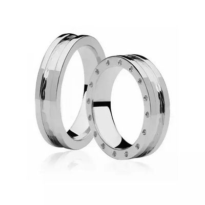 Par De Aliança Prata 950 Luxuri Anatômica 5,0mm Com Zircônias - 204171... - Fábrica do Ouro ®️