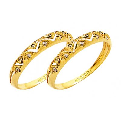 Par De Aparadores De Ouro 18k Com Diamantes De 1 Ponto - 100835 - Fábrica do Ouro ®️